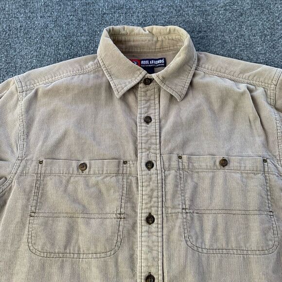 Reel Legends Corduroy Shirt Mens Medium Brown Button Up Casual Long Sleeve - Picture 4 of 12